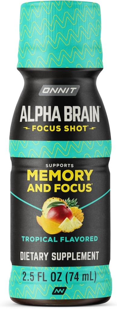 ONNIT Alpha Brain Focus Shot, Tropical Flavor, Nootropic Dietary Supplement Drink That Supports Energy, Focus, and Mood, IGEN™ Non-GMO Tested, 2.5 fl oz, 6 Count 3