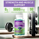 novomins Creatine Monohydrate Gummies for Men & Women, Chewables Creatine Monohydrate for Muscle Strength, Muscle Builder, Energy Boost, Pre-Workout Supplement(180 Count)-Blueberry Flavor. 2 Pack 6