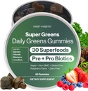 Daily Greens Plus Gummies - Superfood Blend with Chlorella, Spirulina, Beetroot, Lion’s Mane, Ashwagandha & Reishi for Energy, Stress Relief & Wellness - Raspberry Flavored - 60 Count 2