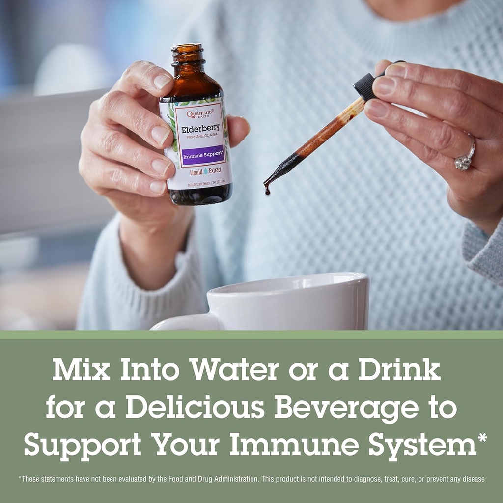 Quantum Health Black Elderberry Liquid Extract Sambucus Nigra Immune Support Formula 700mg - Daily Wellness Boost of Potent Antioxidants for Women & Men - High Dose, Fast Absorption, Vegan - 2 Fl Oz 6