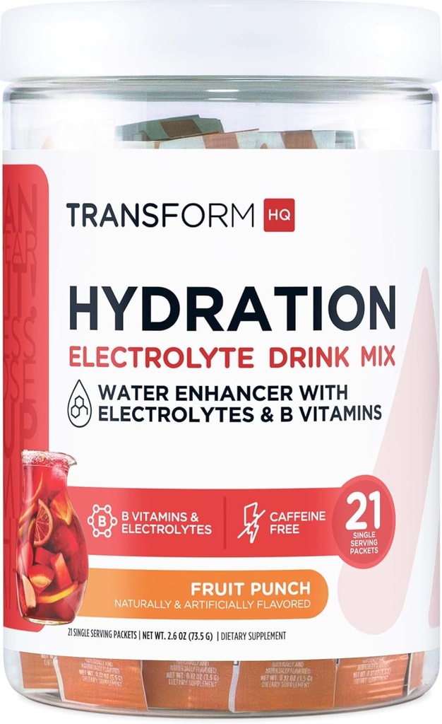 TransformHQ Hydration Drink Mix (21 Single-Serving Packets, Rocket Pop) - Hydration Supplement Blend with Vitamins and Electrolytes 2