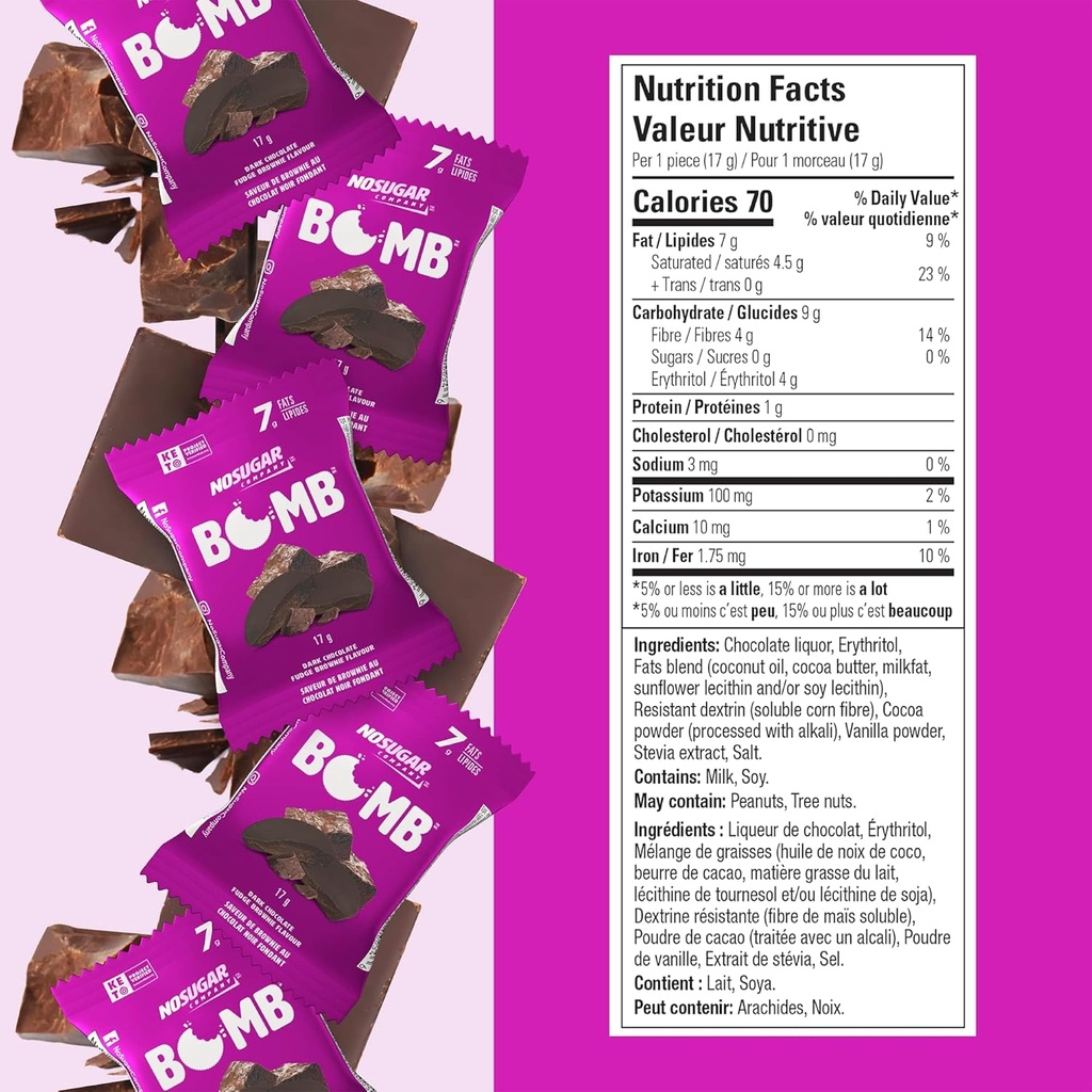 No Sugar Keto Cups, Dark Chocolate Fudge Brownie, 60 Cups - Diabetic safe treat, Low Net Carb (1g), Sugar Free (0g) Keto Fat Bomb Snacks with 7g Healthy Fat - Gluten Free, All Natural, Non-GMO 3