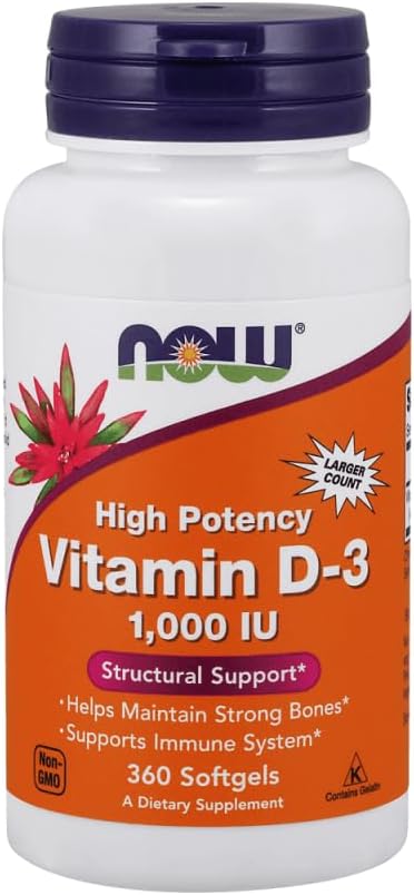 Vitamin D-3 1000 IU (High Potency) - 360 Softgels by NOW 2