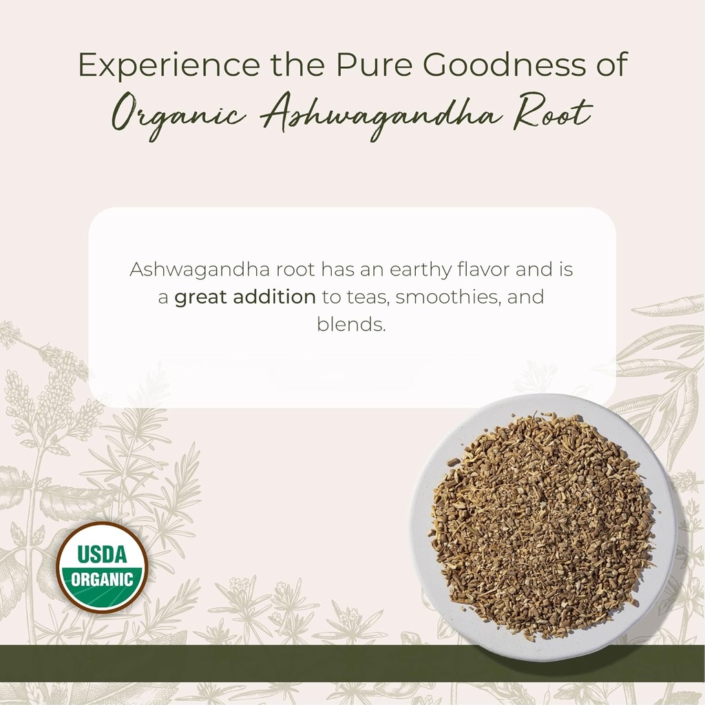 Starwest Botanicals Organic Ashwagandha Root for Women & Men - Dried Herb for Tea, Capsules, & Natural Herbal Blends, Cut & Sifted, Certified Kosher, Non-GMO - Bulk 1 lb Bag 3