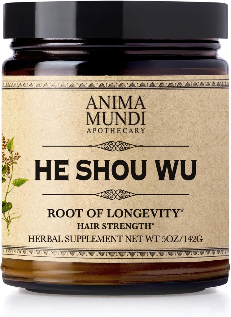 Anima Mundi Apothecary Healthy Hair Vitamins - Adaptogenic He Shou Wu - Fo Ti Root Hair Supplements for Women and Men - Also Supports Liver, Immune & GI Function (5oz / 142g) 2