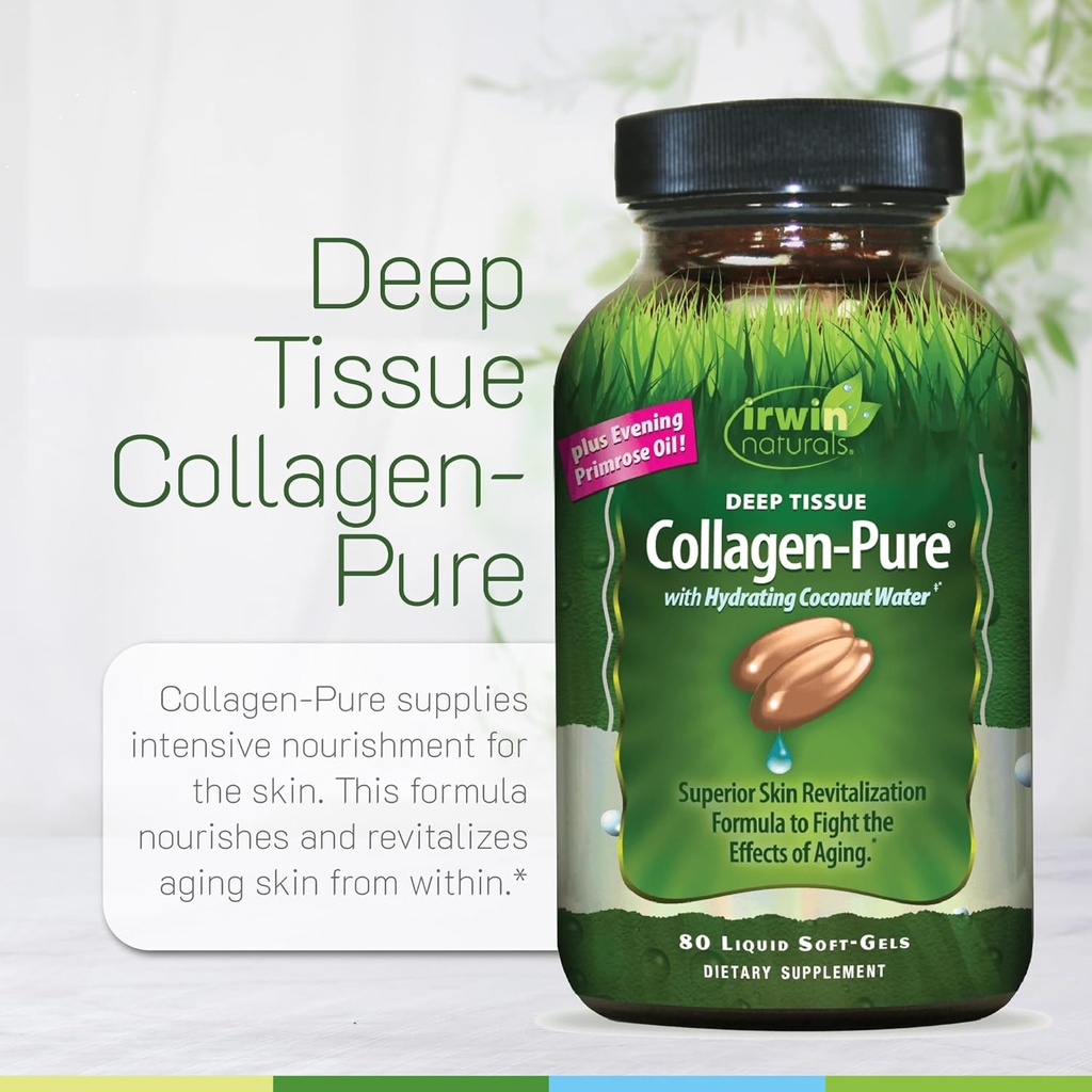 Irwin Naturals Deep Tissue Collagen-Pure - 80 Liquid Softgels - Intense Nourishment for The Skin - 2,000 mg of Hydrolyzed Collagen - 16 Total Servings 6