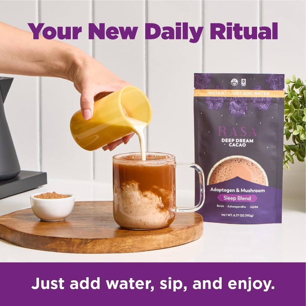 Rasa Deep Dream Cacao – Adaptogenic Mushroom Sleep Blend | Vegan, Gluten Free with Reishi + Ashwagandha + Jujube (6.77 oz. / 24 Servings) 5
