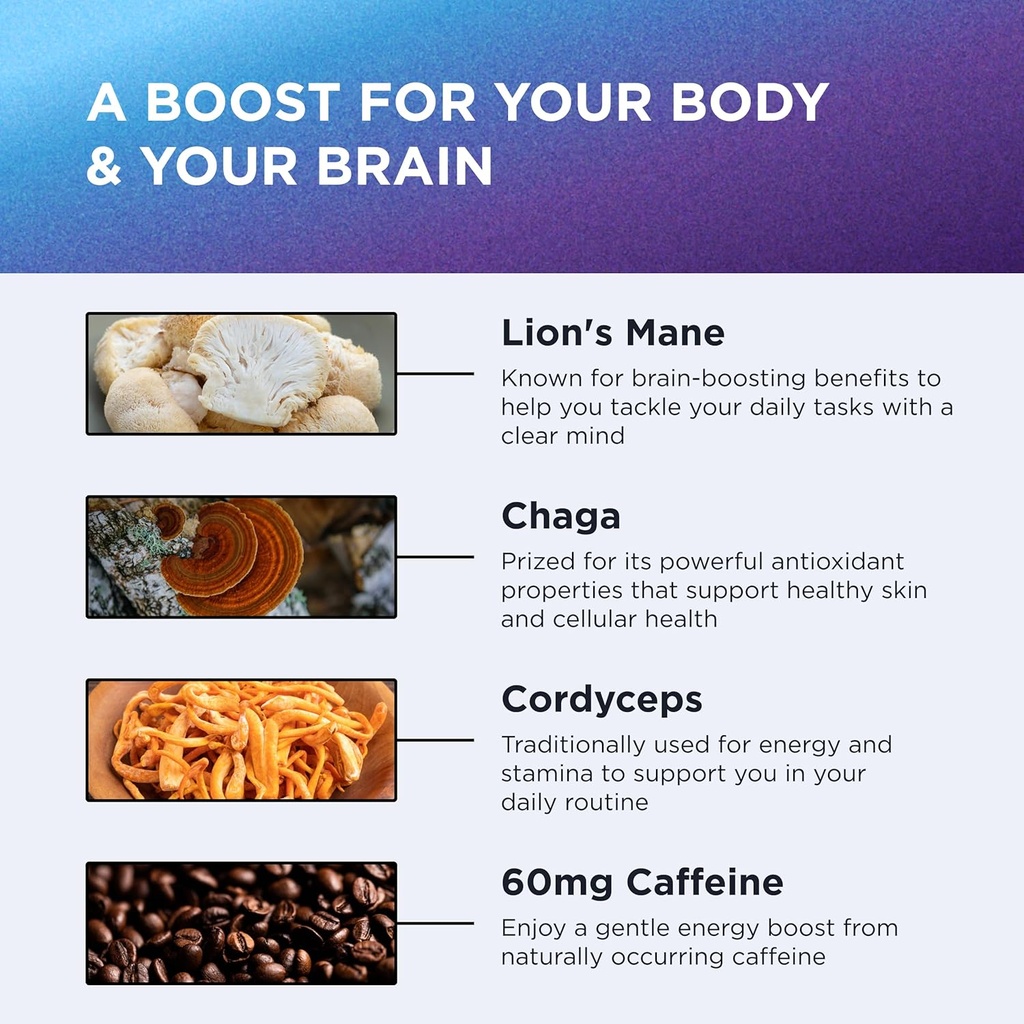 Dr. Emil Mushroom Coffee for Focus & Energy - Instant Coffee with Lions Mane, Chaga & Cordyceps - Delicious Caramel Flavor & Potent Mushroom Powder Blend 6