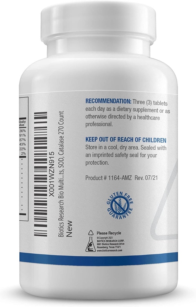 Biotics Research Bio Multi Plus Iron and Copper Free Multivitamin, Chelated Minerals, Emulsified Fat Soluble Vitamins, Iron Free, Copper Free, High antioxidants, SOD, Catalase 270 Count 3
