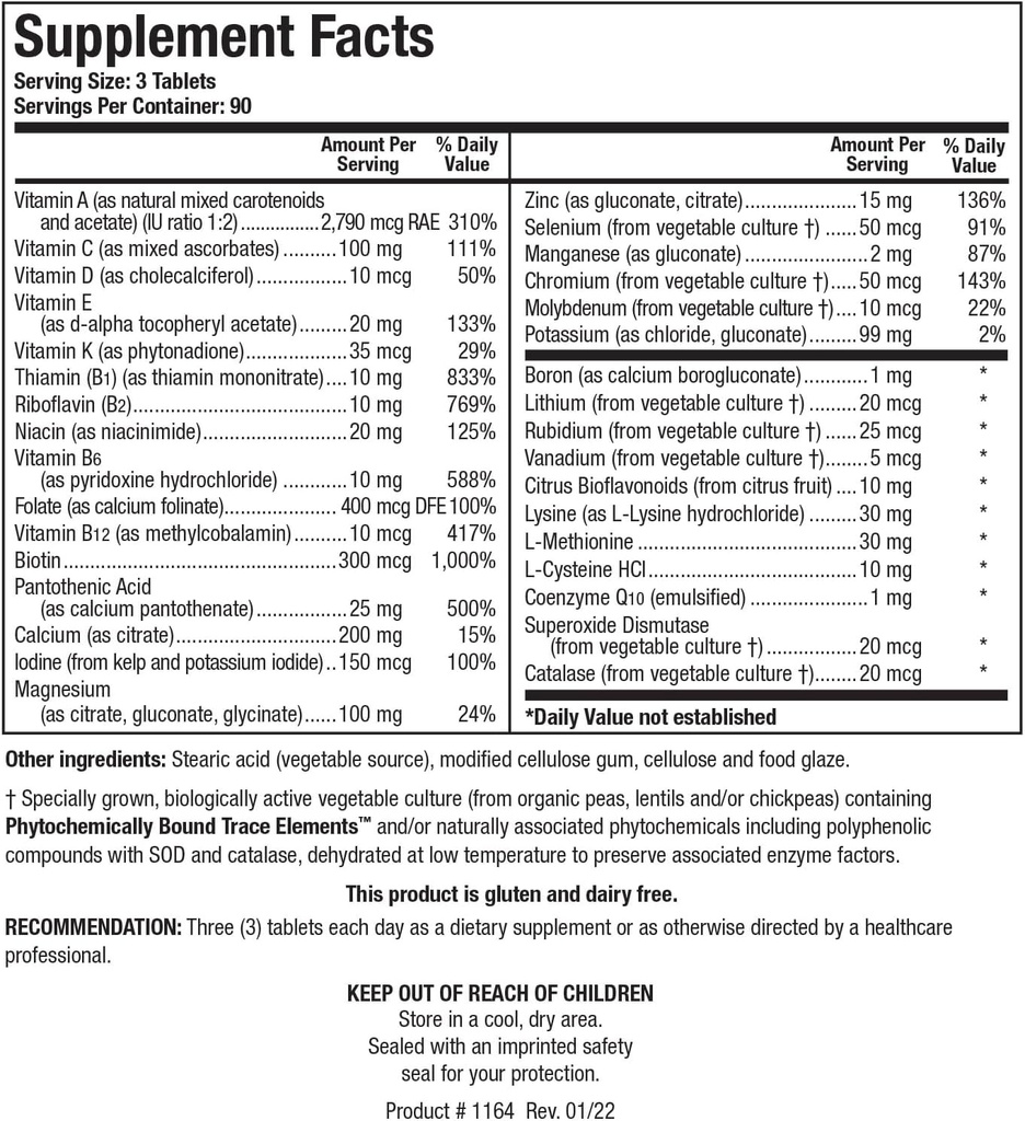 Biotics Research Bio Multi Plus Iron and Copper Free Multivitamin, Chelated Minerals, Emulsified Fat Soluble Vitamins, Iron Free, Copper Free, High antioxidants, SOD, Catalase 270 Count 4