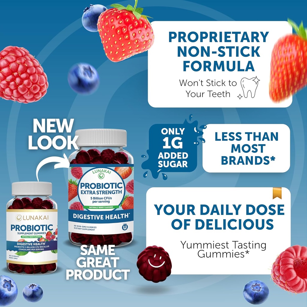Lunakai Collagen and Probiotic Gummies Bundle - Non-GMO, Gluten Free - Anti Aging, Hair Growth, Skin Care & Strong Nails and Digestive Health - 30 Days Supply 5