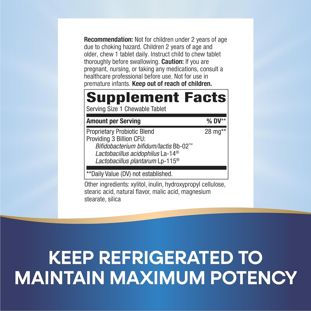 Nature's Way Primadophilus Probiotic Chewables for Kids, Supports Healthy Digestive Flora*, for Kids Ages 2+, 3 Billion CFU, 60 Cherry Flavored Chewables (Packaging May Vary) 3