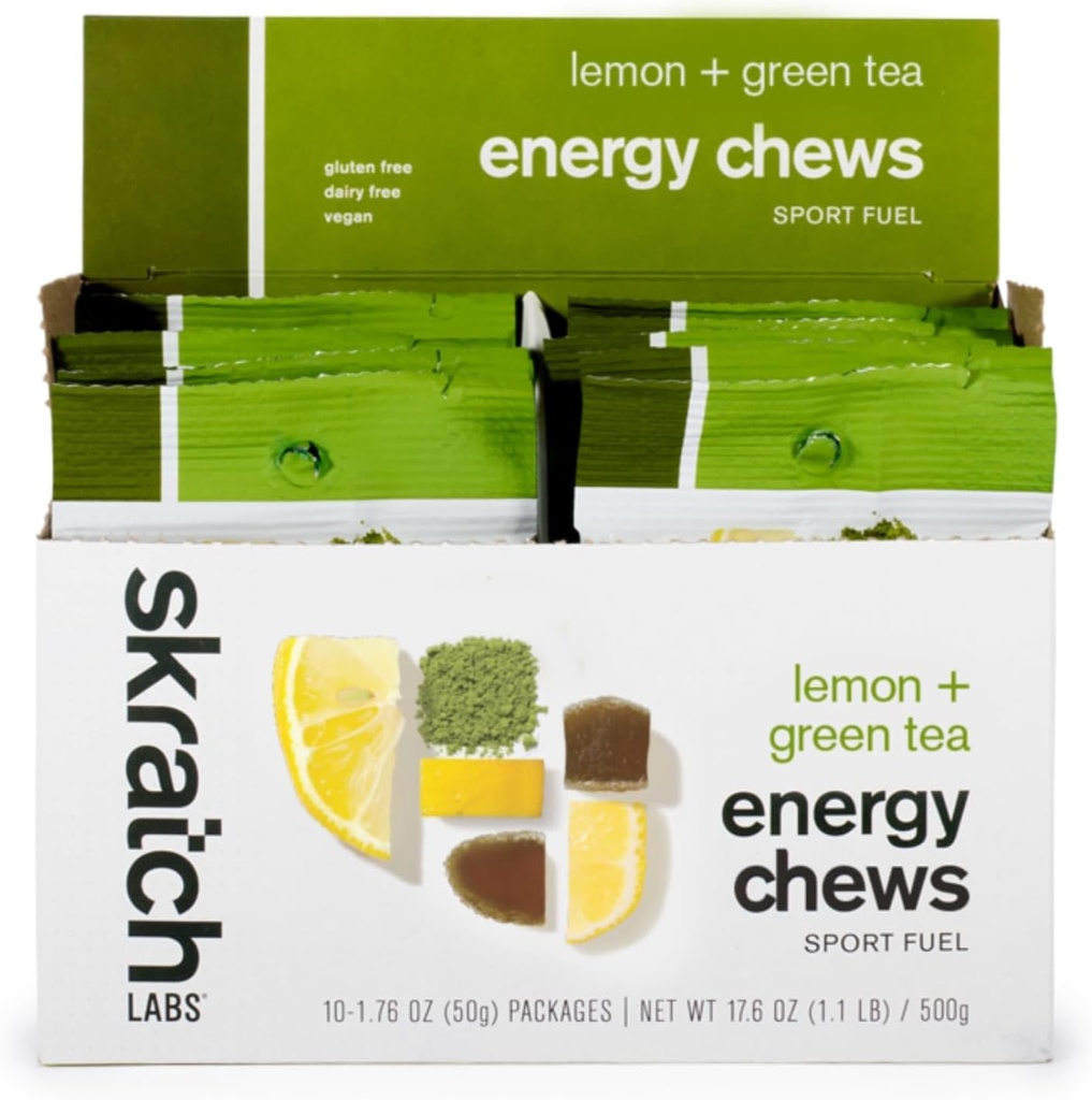 Skratch Labs Energy Chews | Gummies for Running, Cycling, and Sports Performance | Gel Alternative | Matcha + Lemon (10 Pack) | Gluten Free, Vegan 2