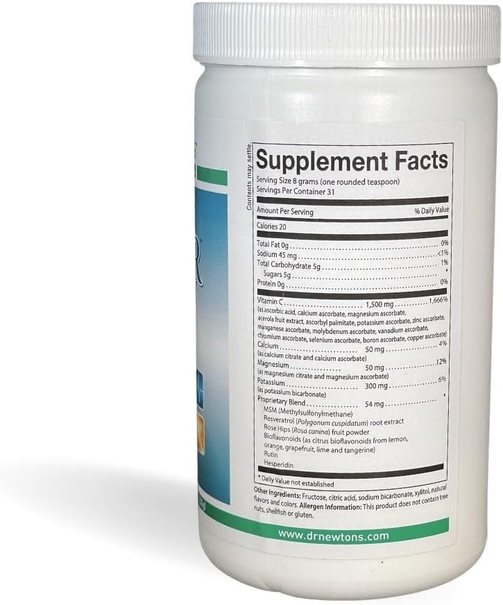 Dr. Newton’s Naturals Super C22 Effervescent Vitamin C Fizzy Powdered Drink Mix with 22 Natural Sources of Vitamin C – 1500mg -8.9 Ounce Can 3