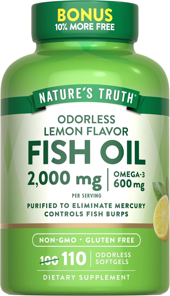Nature's Truth Fish Oil 2000mg | 110 Softgels | Omega-3 | Lemon Flavor | Non-GMO & Gluten Free Supplement 2