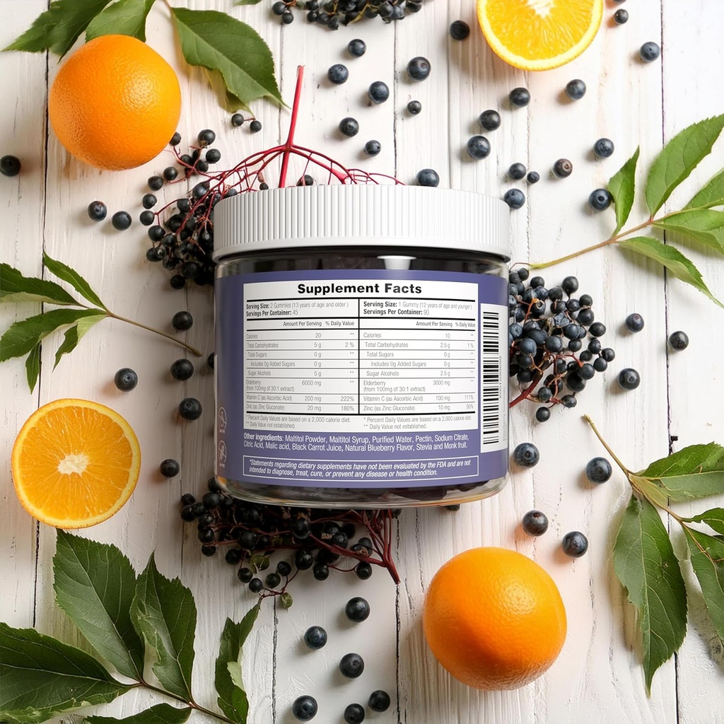 Purify Life Sugar-Free Elderberry Gummies with Vitamin C & Zinc for Adults and Kids, Immune Support Supplement for Respiratory Health, Sambucus Elderberry Antioxidant Gummies - Vegan, 90 Count 6