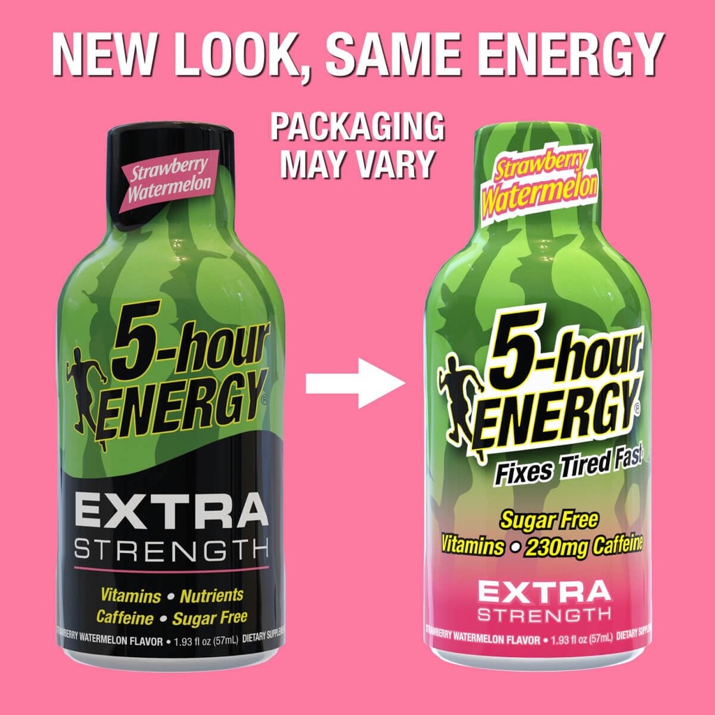 5-Hour Energy Extra Strength Shots, Strawberry Watermelon Flavor, 24 Count (1.93 Fl Oz) 5