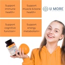 U-MORE Multivitamin & Mineral Complex, Vegan, Sugar-Free, Gluten-Free, Calcium, Magnesium, Vitamin A, B1, B2, B5, B6, B12, D3, K, C, Iron, Zinc, Supports Immune System & Overall Health - 60 Tablets 6
