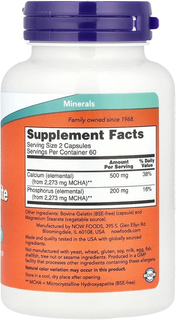 NowFoods Calcium Hydroxyapatite Caps 120 Capsules 3