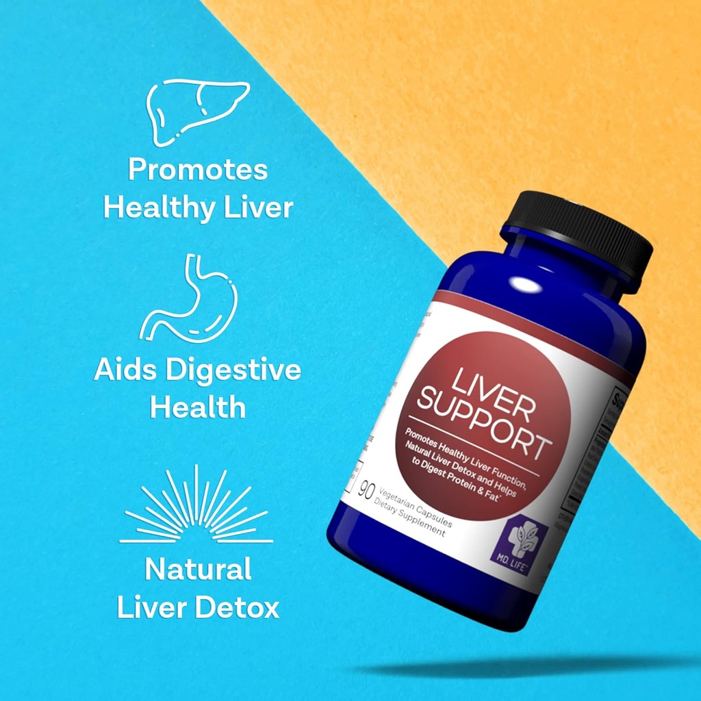 MD.LIFE Liver Support - Supplement with Artichoke, Dandelion, Milk Thistle & Proteolytic Enzymes 90 Count 4