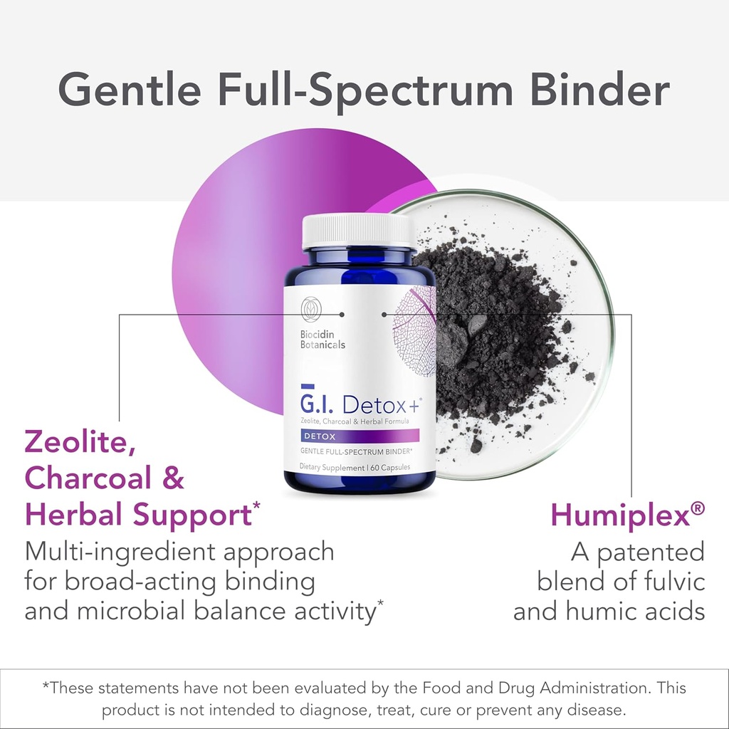 Biocidin G.I. Detox+ Gentle Binder & Liver GB+ Gallbladder Liver Support - Help Optimize Toxin Removal & Fat Digestion - Activated Charcoal, Zeolite, TUDCA & Bitter Herbs (2 Products) 4