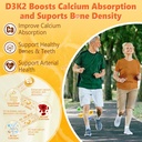 Vitamin D3 K2 Gummies 5000IU / 10,000 IU with Omega-3 250mg + K2(MK-7) 100mcg - 5X Absorption Than Standard D3K2,with Vitamin C, Zinc,and 5 Organic Vegetables,Supports Bone & Teeth Strength, Immune 5