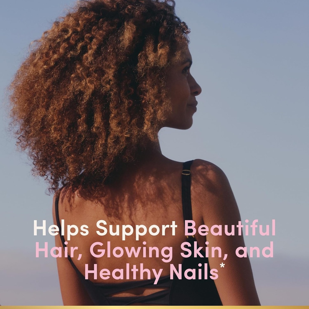 Nature's Bounty Optimal Solutions Hair, Skin and Nails Collagen Pectin Gummies, 100 mg Collagen and 2,500 mcg Biotin Per Serving, No Stick Gummy, Tropical Citrus Flavor, 200 ct, 100 Total Servings 3