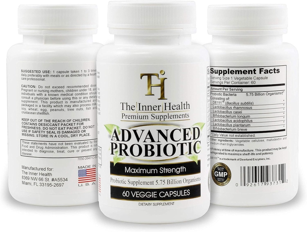 Advanced Probiotics for Women & Men to Support Healthy Gut & Immune System; 5.75 Billion Organisms; Bacillus Subtilis Lactobacillus Rhamnosus Acidophilus Probiotic L. Casei and More 2