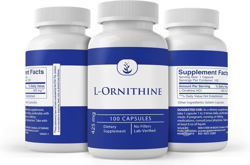 Pure Original Ingredients L-Ornithine, (100 Capsules) Always Pure, No Additives Or Fillers, Lab Verified 5