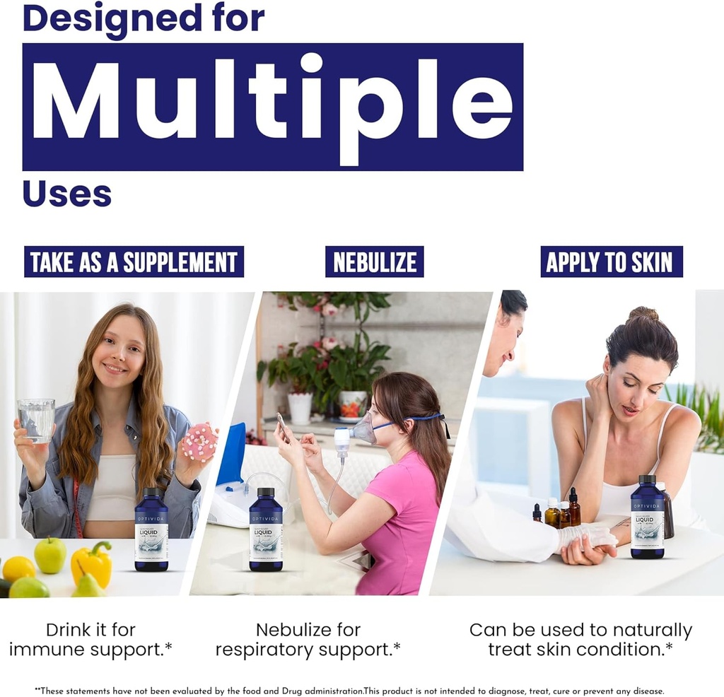 Optivida Health Colloidal Silver Liquid (32 oz) – Premium Nano Silver Colloidal Supplement for Daily Wellness & Immune Support, Natural Liquid Silver Hydrosol for Adults & Kids, Non-GMO, Gluten-Free 6