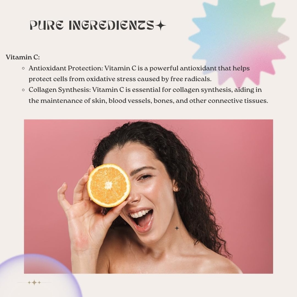 Radiant Beauty+ 200mg Hydrolyzed Collagen Gummy, Hair Skin and Nails, Biotin 2500mcg, Vitamin C, Vitamin E, Lemon Drop Flavor, 60 Count 6