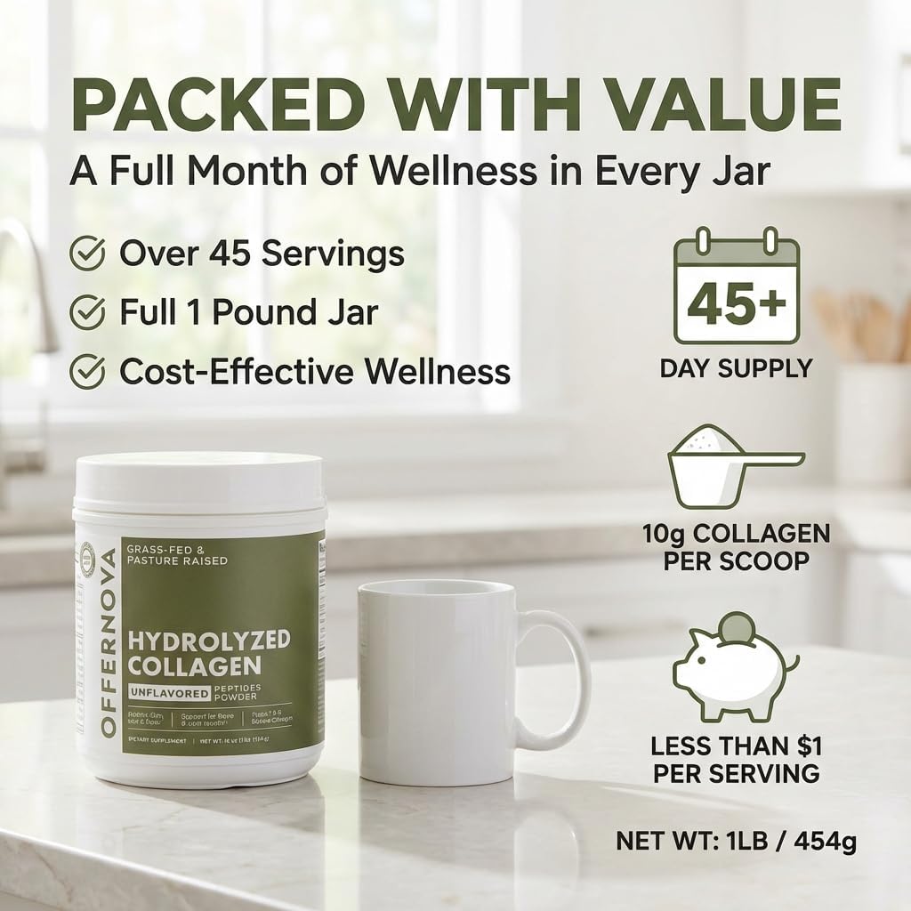 Hydrolyzed Collagen Peptides Powder - 100% Pure, Grass Fed & Unflavored for Women & Men – for Healthy Bones, Joints, Hair & Skin – Colageno Hidrolizado en Polvo Piel, Cabello y Articulaciones 5