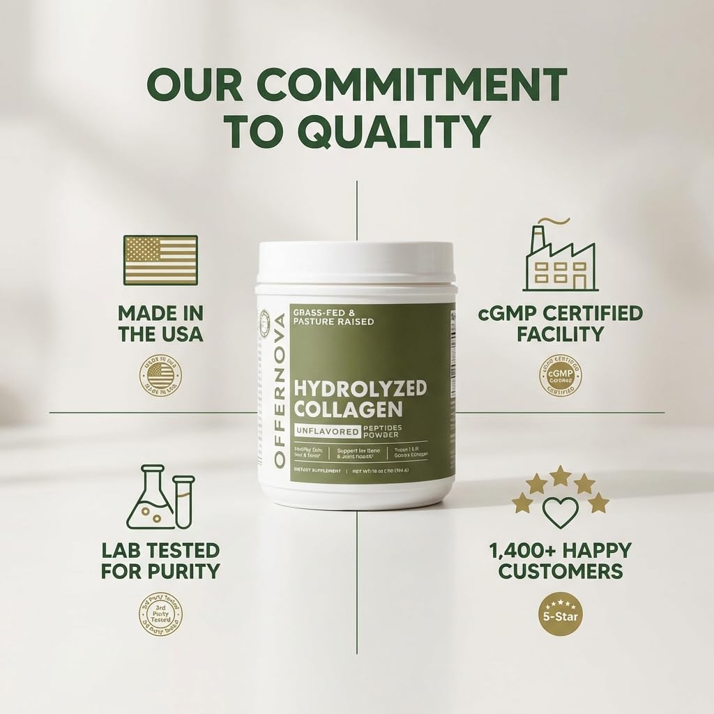 Hydrolyzed Collagen Peptides Powder - 100% Pure, Grass Fed & Unflavored for Women & Men – for Healthy Bones, Joints, Hair & Skin – Colageno Hidrolizado en Polvo Piel, Cabello y Articulaciones 6