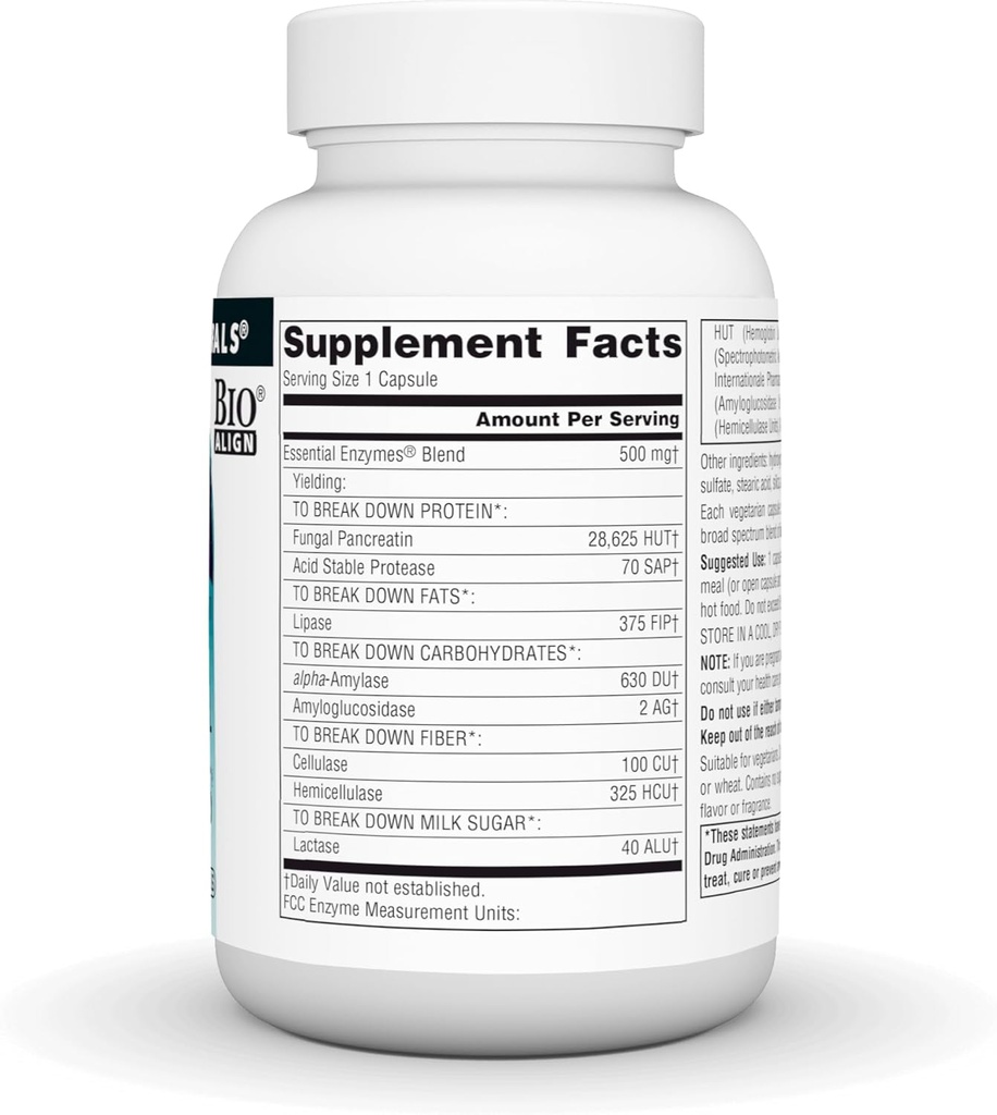Source Naturals Essential Enzymes 500mg Bio-Aligned Multiple Enzyme Supplement Herbal Defense for Digestion, Gas, Constipation & Bloating Relief - Supports Immune System* - 120 Vegetarian Capsules 4