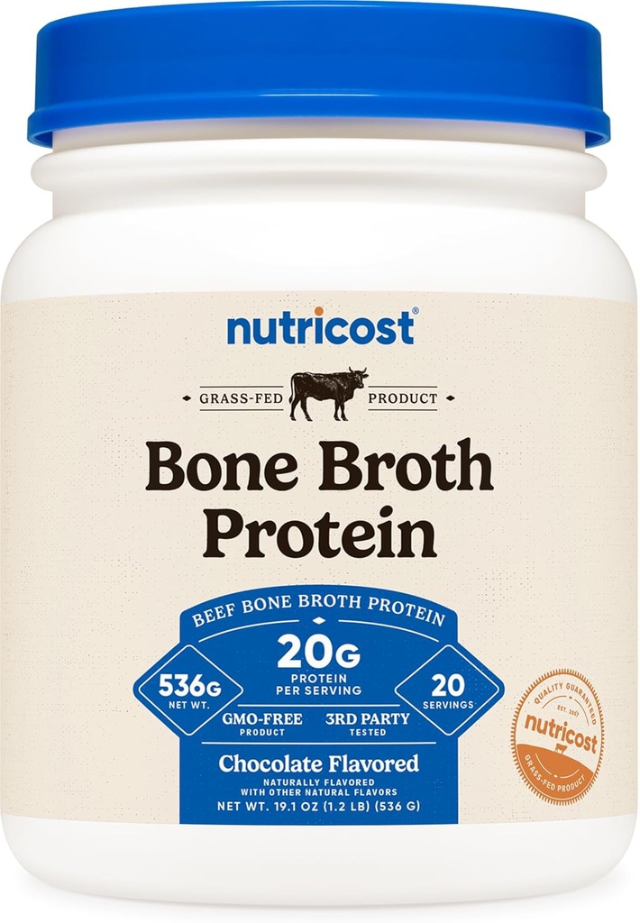 Nutricost Beef Bone Broth Protein Powder Chocolate (20 Servings) - Gluten-Free, GMO-Free 2