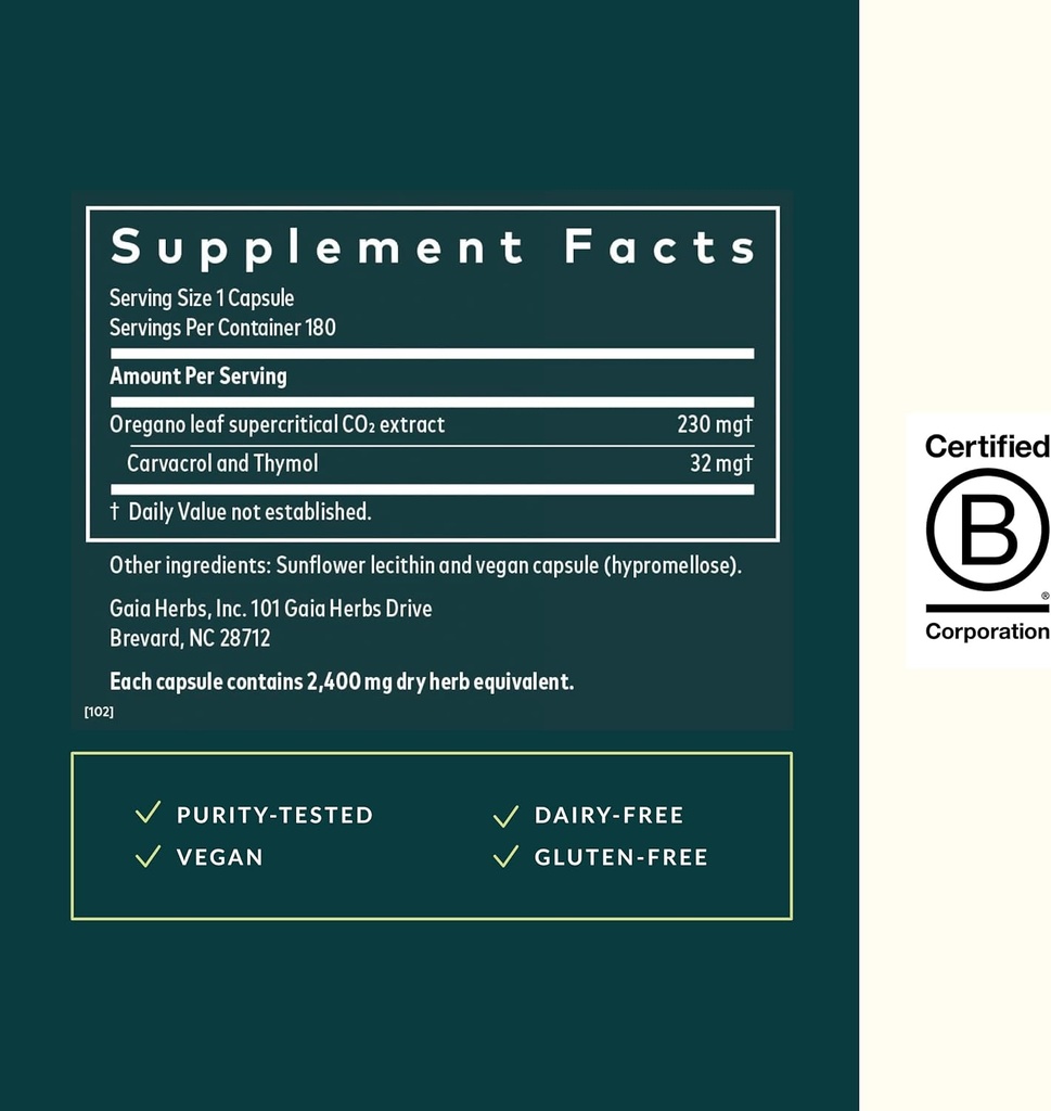 Gaia Herbs Oil of Oregano - Immune & Antioxidant Support Supplement - with Oregano Oil, Carvacrol & Thymol* - 180 Vegan Liquid Phyto-Capsules (90-Day Supply) 4
