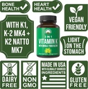 Vitamin K with Whole Food Blend of 25+ Vegetables and Fruits for Max Absorption. Vegan Capsules Supplement. Vitamins K1, K-2 MK4 + K2 Natto MK7. Alternative to Drops, Gummies. VIT K with K 2 and MK-7 4