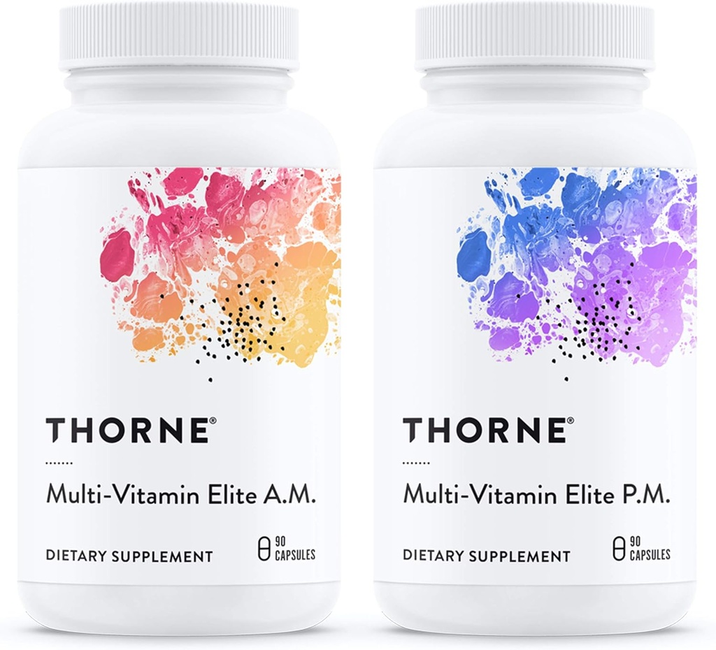 THORNE - Multi-Vitamin Elite AM & PM (180 Capsules) & Amino Complex (Berry, 8 Oz) Bundle - Supports Energy Production & Athletic Performance - Gluten, Dairy & Soy-Free 3