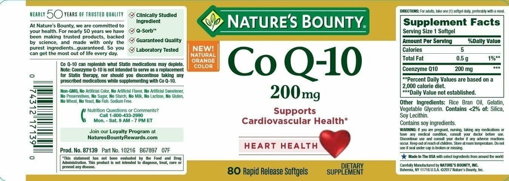 Nature's Bounty Co Q-10 200 mg Rapid Release Softgels Supports Cadiovascular Health 80 Ea (Pack of 4) 3