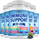 8 in 1 Immune Support Booster Supplement with Echinacea, Vitamin C and Zinc 50mg, Vitamin D 5000 IU, Turmeric Curcumin & Ginger, B6, Elderberry (8 in 1 Capsules (Pack of 5)) 2