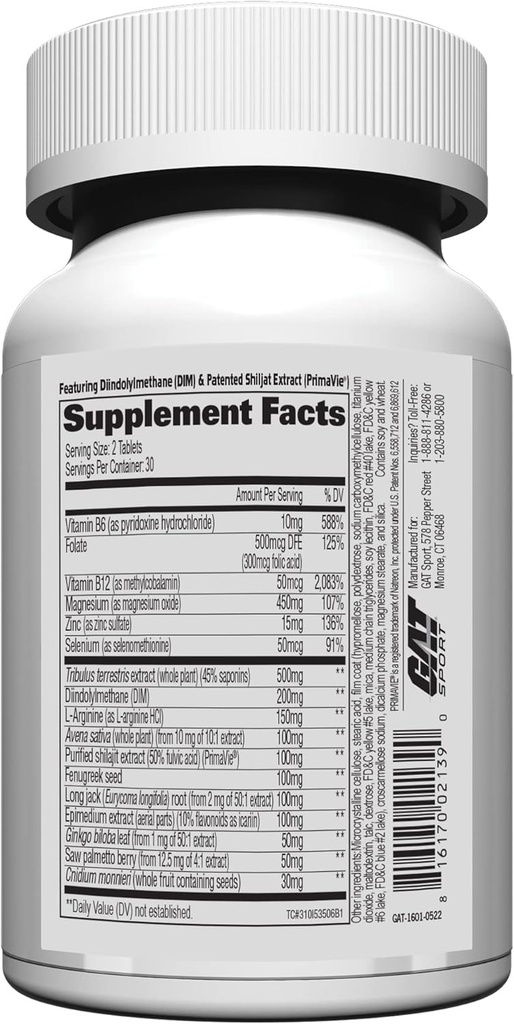 GAT SPORT Testrol Gold ES, Tribulus, DIM, Zinc, Longjack, Fenugreek, Saw Palmetto, Estrogen Balance, 60 Tablets 5