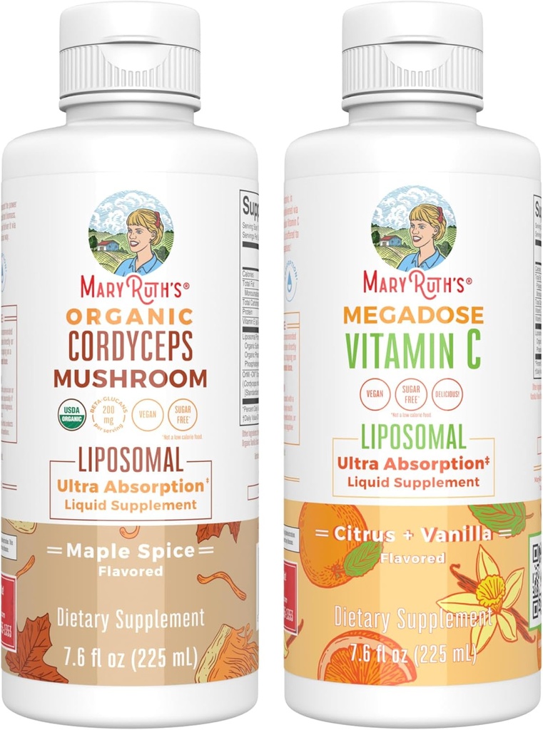 MaryRuth Organics Cordyceps Liposomal (Maple Spice) & Vitamin C (Citrus & Vanilla) | Clean Label Project Verified® | Vitamins for Immunity, Skin, & Overall Health | Vegan, Non-GMO, Gluten-Free 2