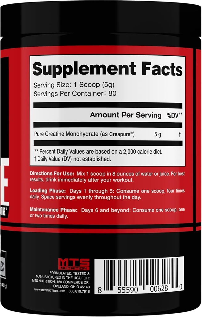 MTS Nutrition Creapure Creatine Powder - Muscle Growth & Recovery Supplement - 80 Servings Unflavored 4