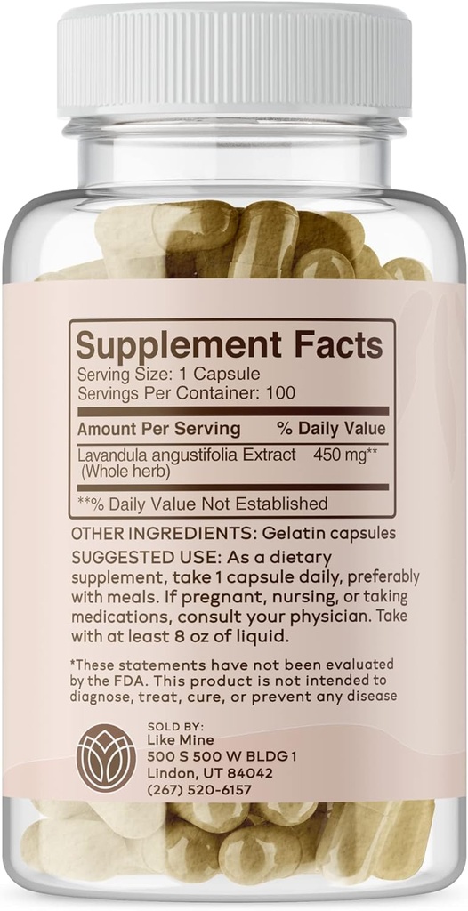Like Mine Lavender Extract (100 Capsules), Pure & Natural, Herbal Supplement, No Fillers 3