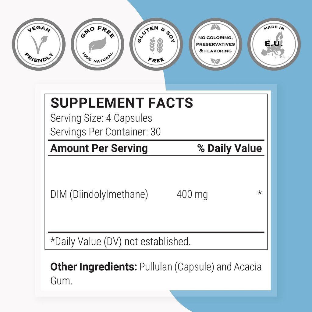 Supersmart - DIM Supplement 400mg per Day (Diindolylmethane) - Natural Balance for Men & Women | Non-GMO & Gluten Free - 120 Vegetarian Capsules 5