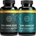 Magnesium Supplement & Immune Defense Supplements for Women and Men by Primal Harvest - Joint Support Capsules and Probiotic + Zinc + Vitamin Complex Pills Bundle 2