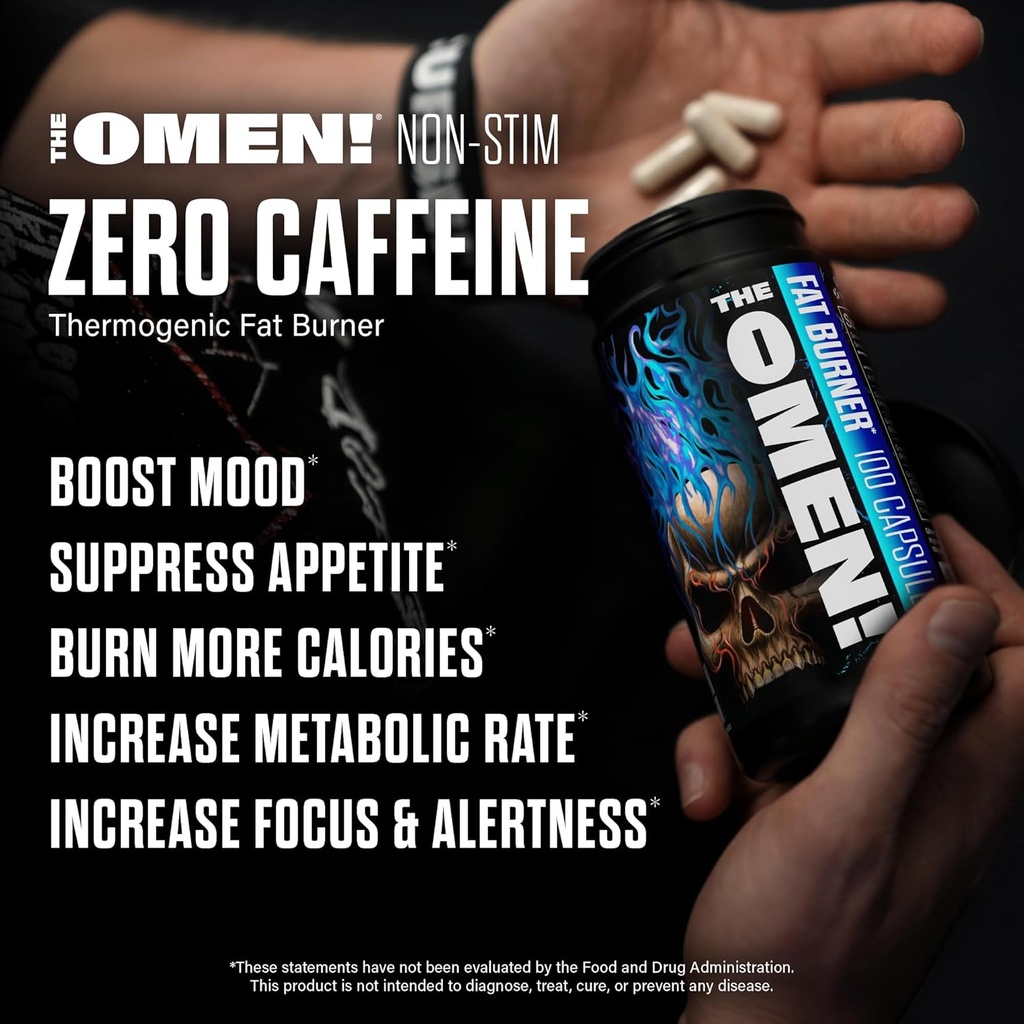 JNX SPORTS The Omen! Non-Stimulant Thermogenic Fat Burner – Caffeine-Free Dietary Supplement for Men & Women | Appetite Suppressant & Metabolism Booster | 100 Capsules 6