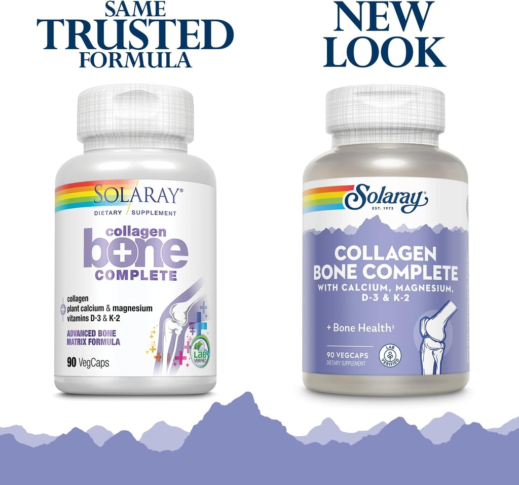 SOLARAY Collagen Bone Complete | Advanced Bone Matrix Formula with Plant Calcium & Magnesium | 30 Servings | 90 VegCaps 3