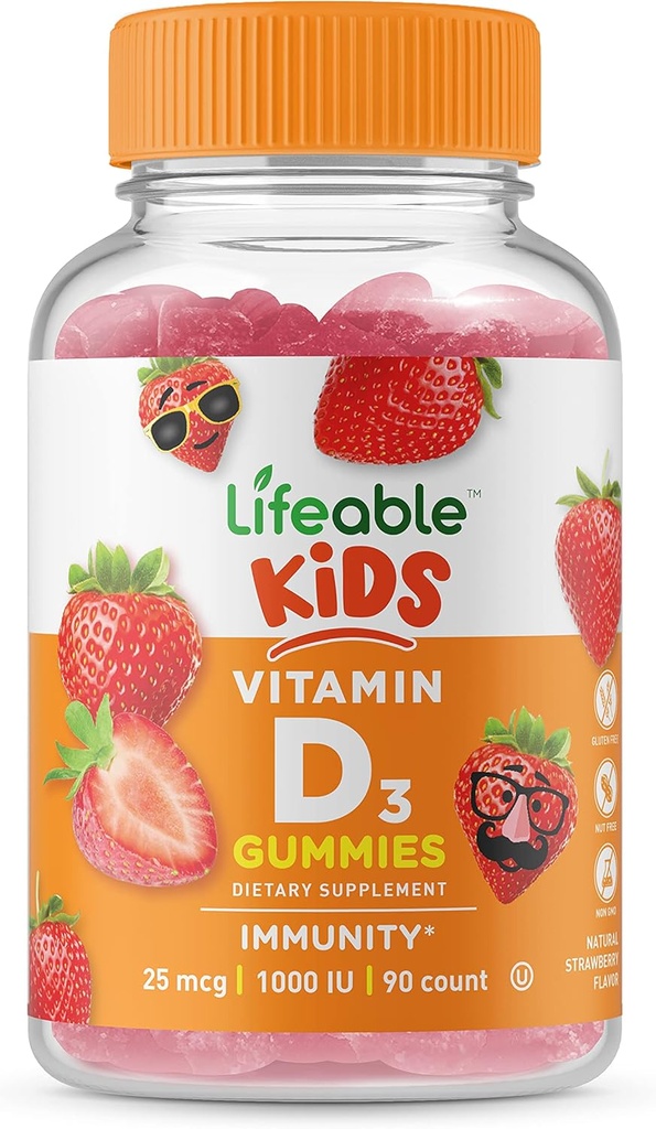 Lifeable Vitamin D Kids + Biotin Kids, Gummies Bundle - Great Tasting, Vitamin Supplement, Gluten Free, GMO Free, Chewable Gummy 3