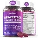 Resveratrol Supplement 1500mg - Resveratrol Gummies Supports NAD⁺, NMN & NMNH Synergy, with Quercetin, Grape Seed, Acai Berries Extracts for Antioxidant, Healthy Aging & longevity, Skin, Brain - 2Pcs 2